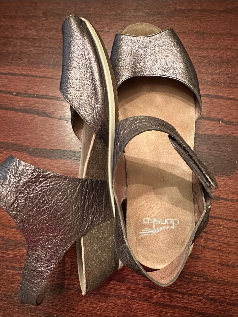 Dansko Metallic Brown Peep-Toe Slingback Sandals | 7 - Picture 8 of 10